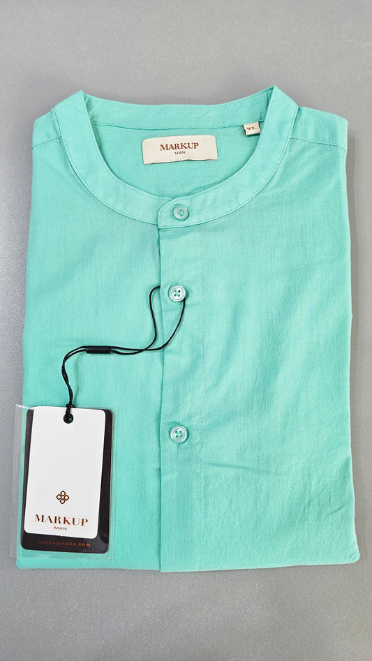 CAMICIA COLLO COREANO 100% COTONE DI  MUSSOLA